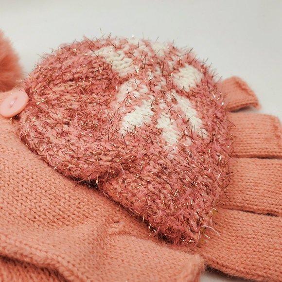NWT KIDS DOUBLE POM POM HAT & GLOVE SET - Picture 3 of 4